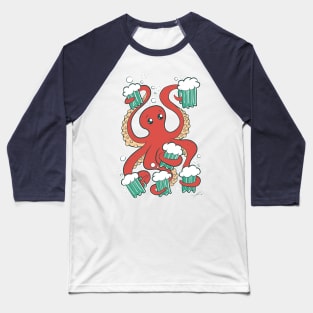 Happy Octopus Drinking Beers by IAMO Baseball T-Shirt